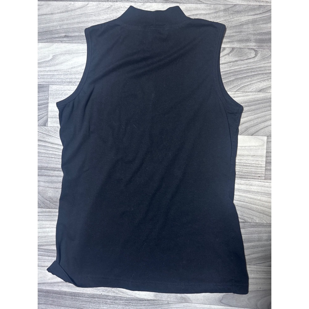 The Limited Womens Mock Neck Sleeveless Top Black Solid Cotton Blend Size L